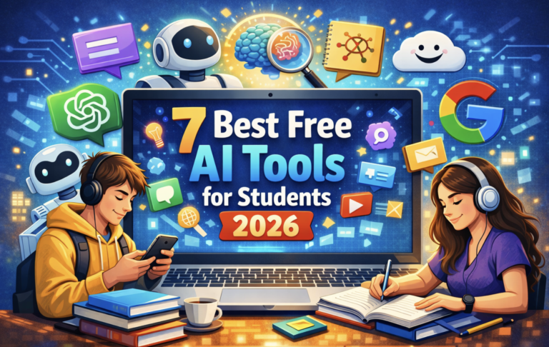 free AI tools for students 2026 using laptop and study apps